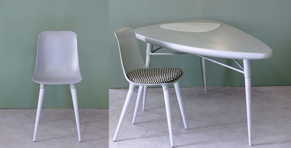 Chaise et table résine lisse by Binome 